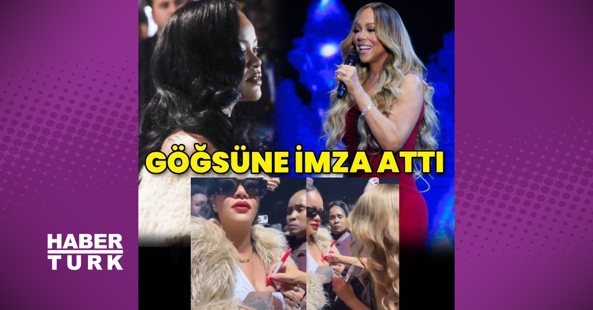 Mariah Carey, konserini seyretmeye gelen Rihanna’nın göğsüne imzasını attı